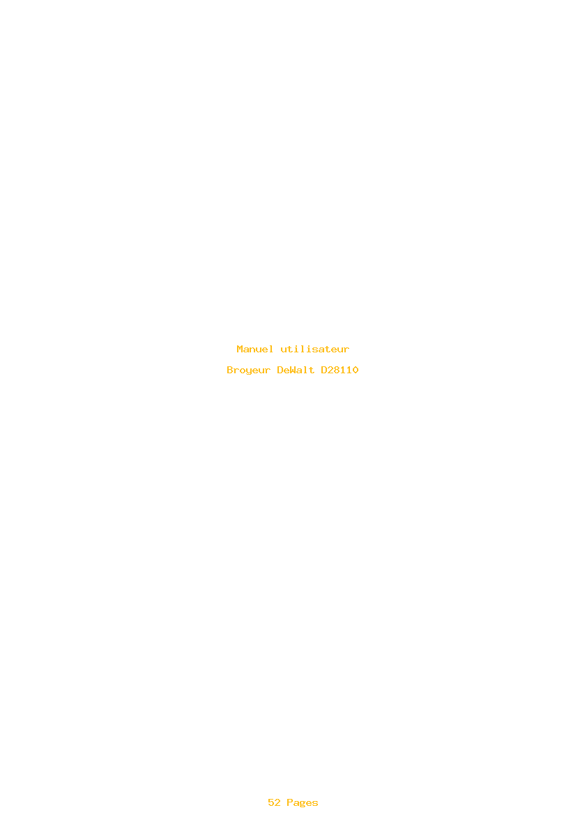 Page 1 de la notice Manuel utilisateur DeWalt D28110