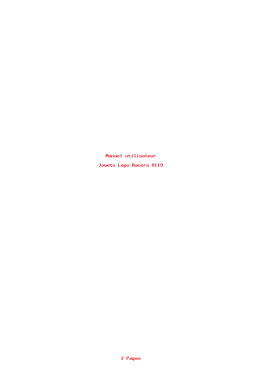 Page 1 de la notice Manuel utilisateur Lego Racers 8119