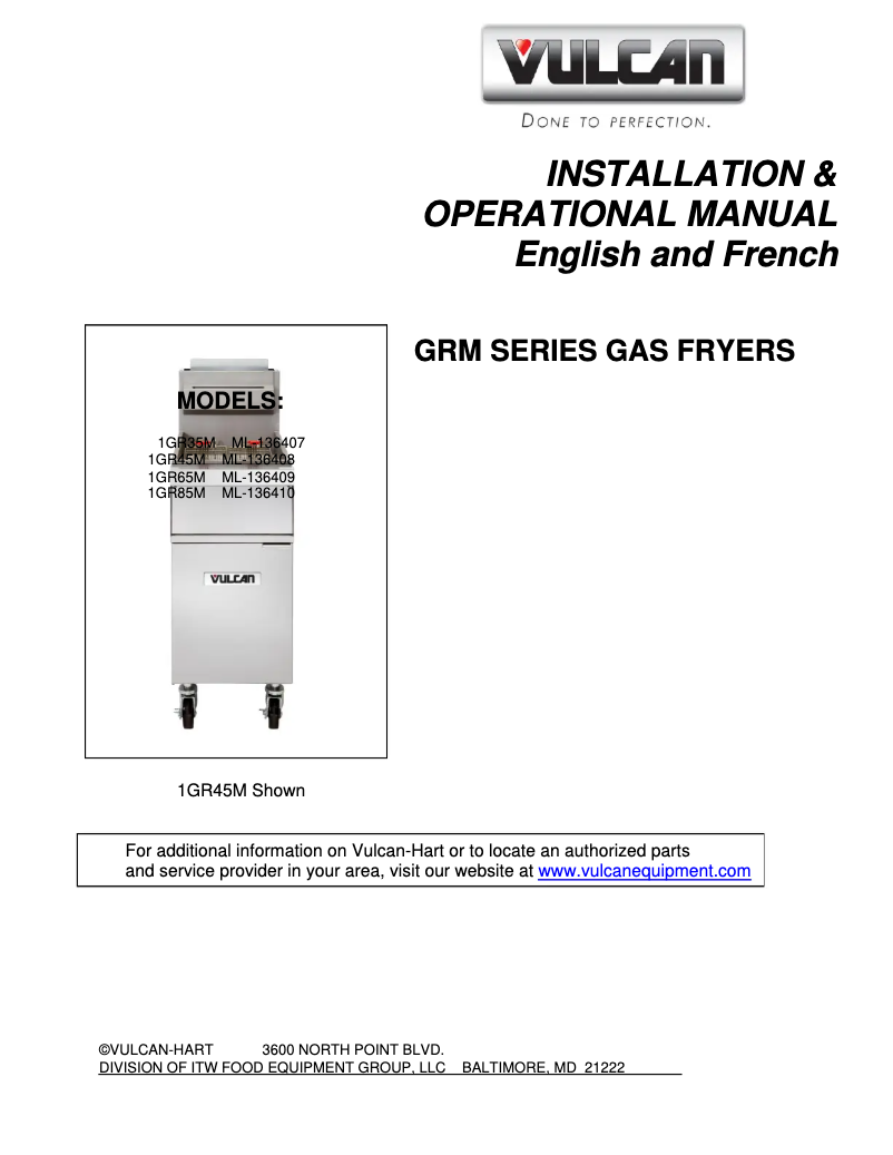 Page 1 de la notice Manuel utilisateur Vulcan GR85