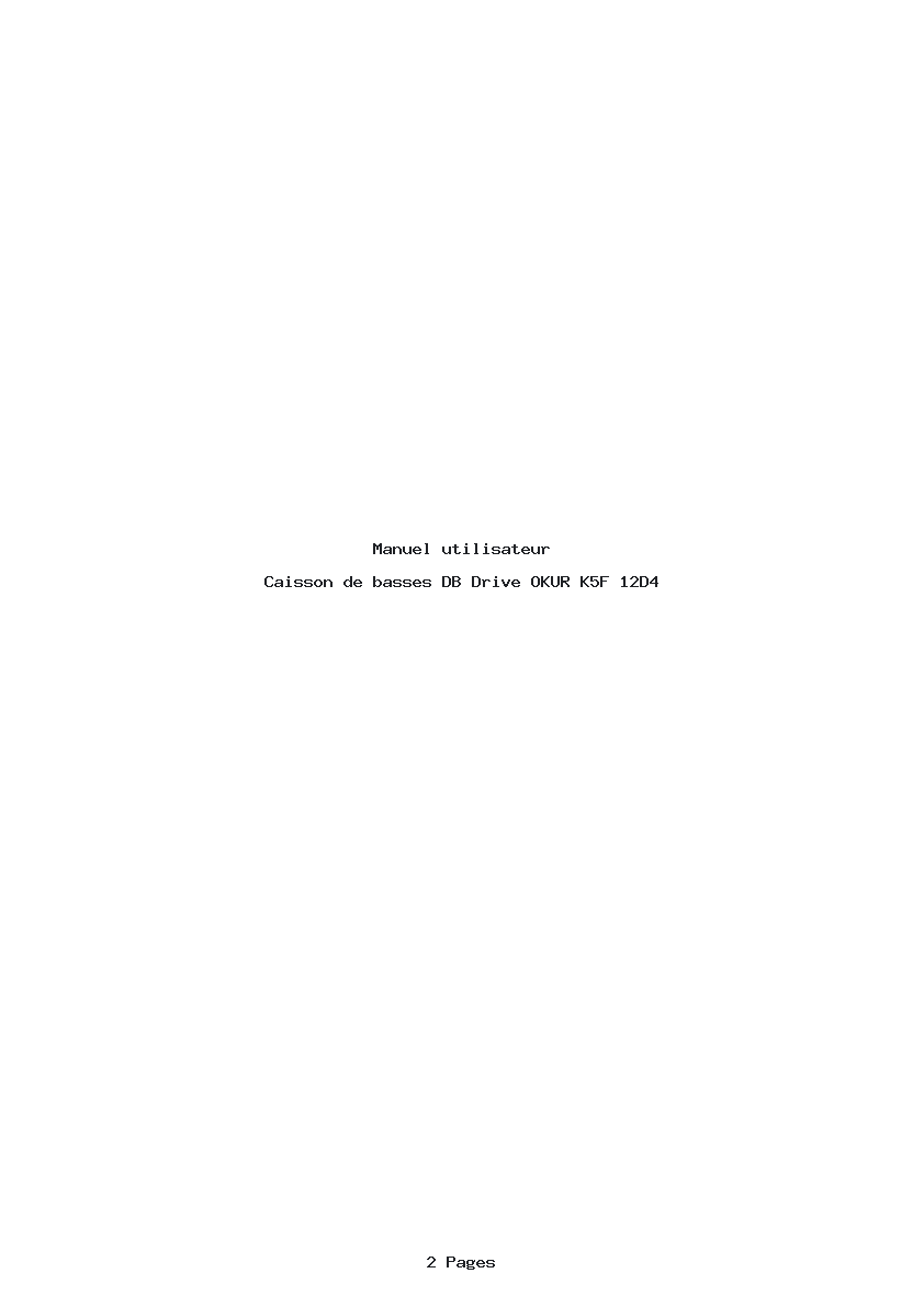 Page 1 de la notice Manuel utilisateur DB Drive OKUR K5F 12D4
