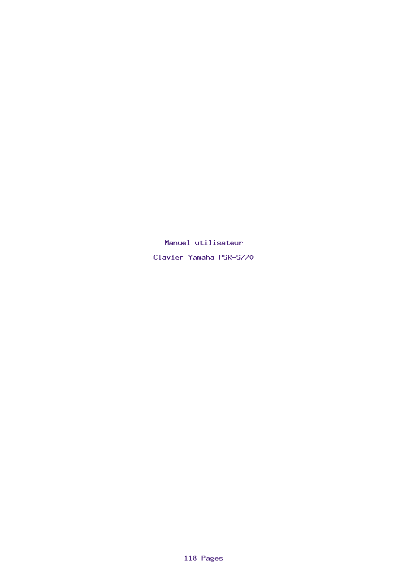 Page 1 de la notice Manuel utilisateur Yamaha PSR-S770