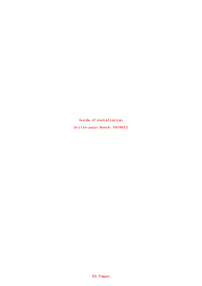 Page 1 de la notice Guide d'installation Bosch TAT8613