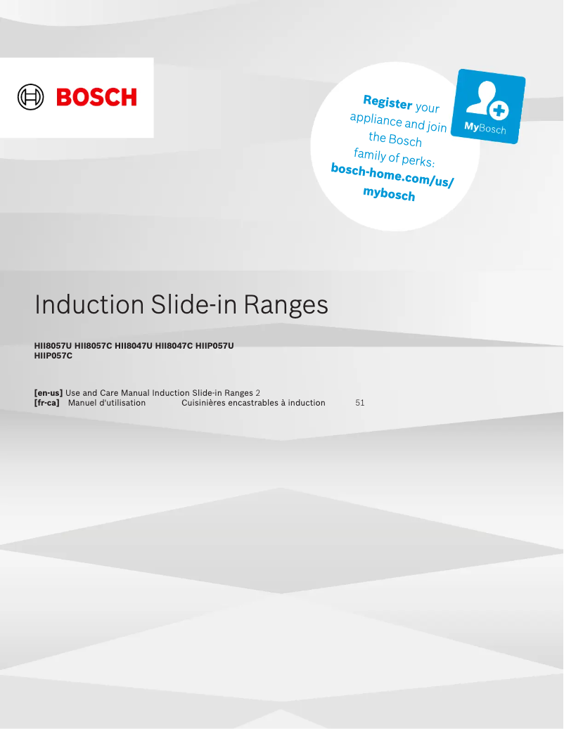 Page 1 of the manual Use and Maintenance Manual Bosch HII8047U