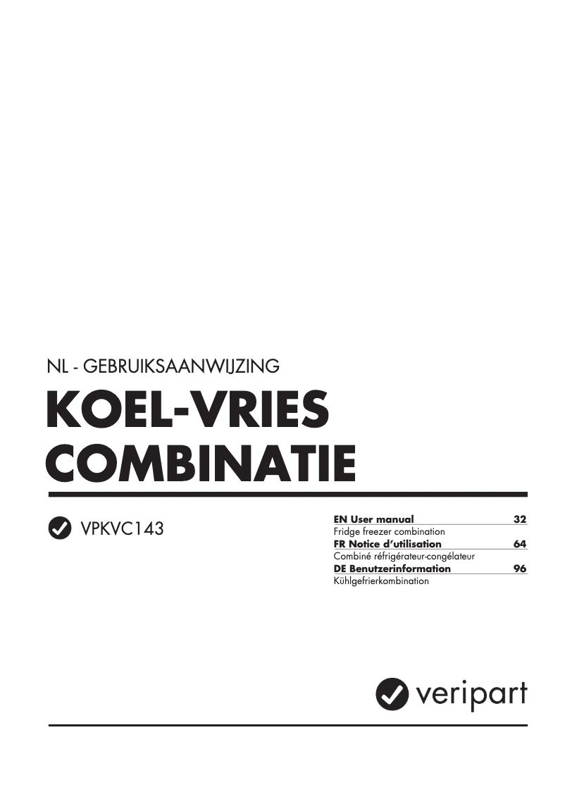 Page 1 de la notice Manuel utilisateur Veripart VPKVC143