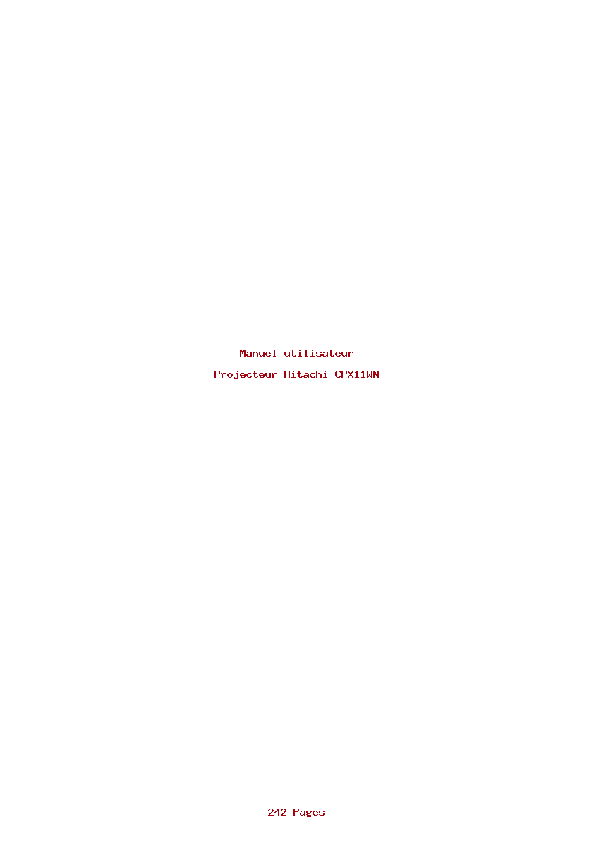 Page 1 de la notice Manuel utilisateur Hitachi CPX11WN