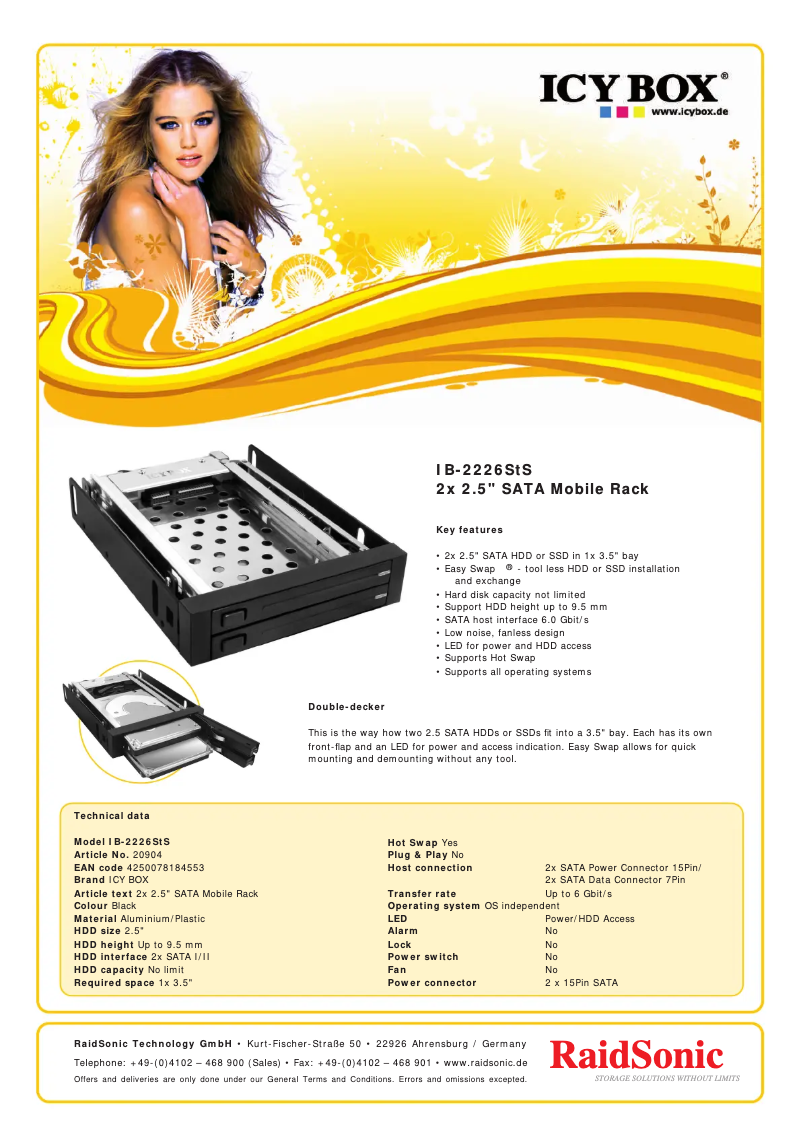 Page 1 de la notice Fiche technique Icy Box IB-2226STS