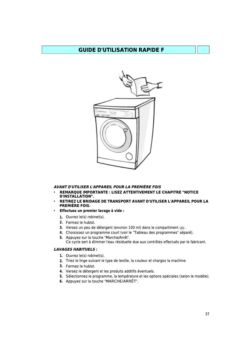 Page 1 de la notice Manuel utilisateur Ignis AWP 093