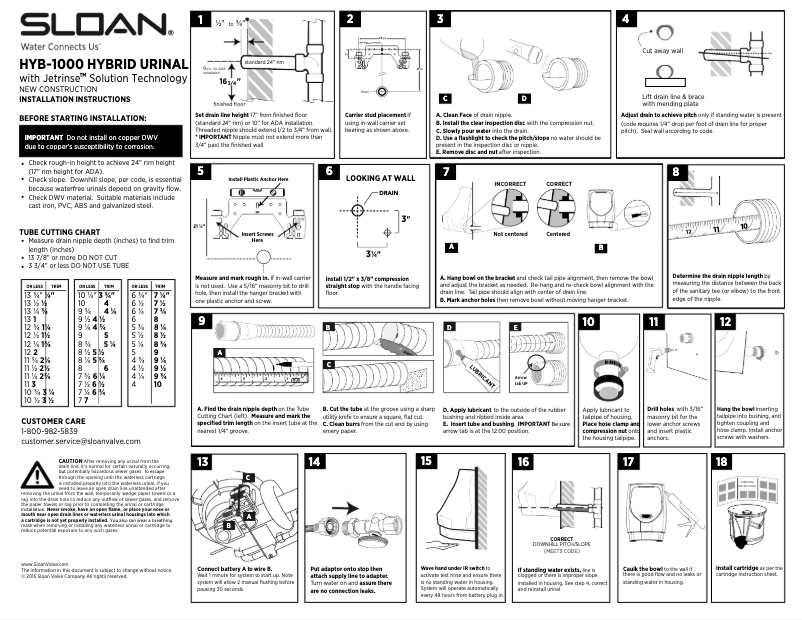 Page 1 de la notice Guide d'installation Sloan HYB-1000