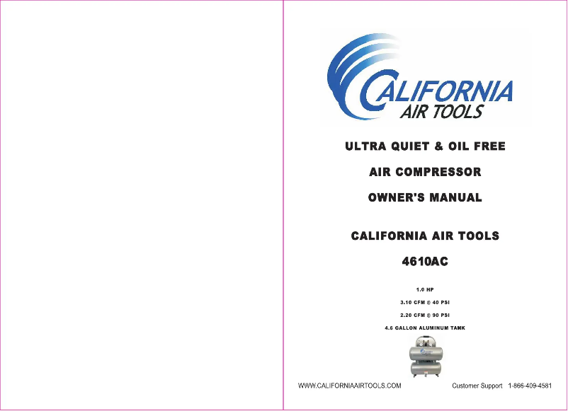 Page 1 of the manual User Manual California Air Tools 4610AC
