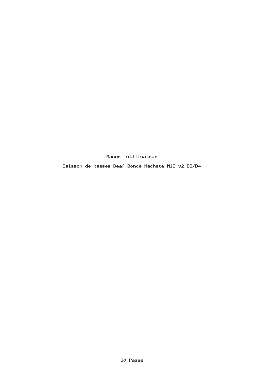 Page 1 de la notice Manuel utilisateur Deaf Bonce Machete M12 v2 D2/D4