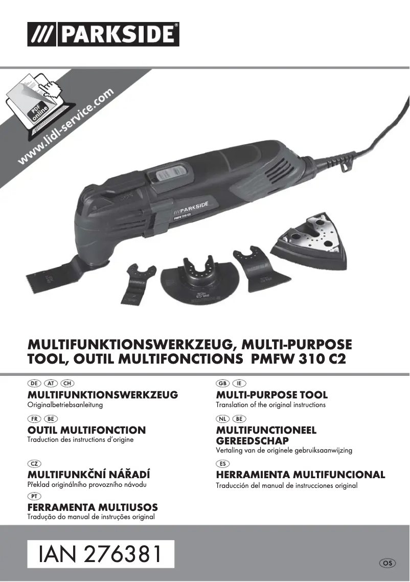 Page 1 de la notice Manuel utilisateur Parkside PMFW 310 C2