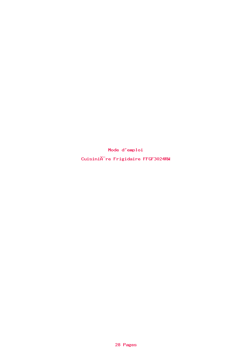 Page 1 de la notice Mode d'emploi Frigidaire FFGF3024RW