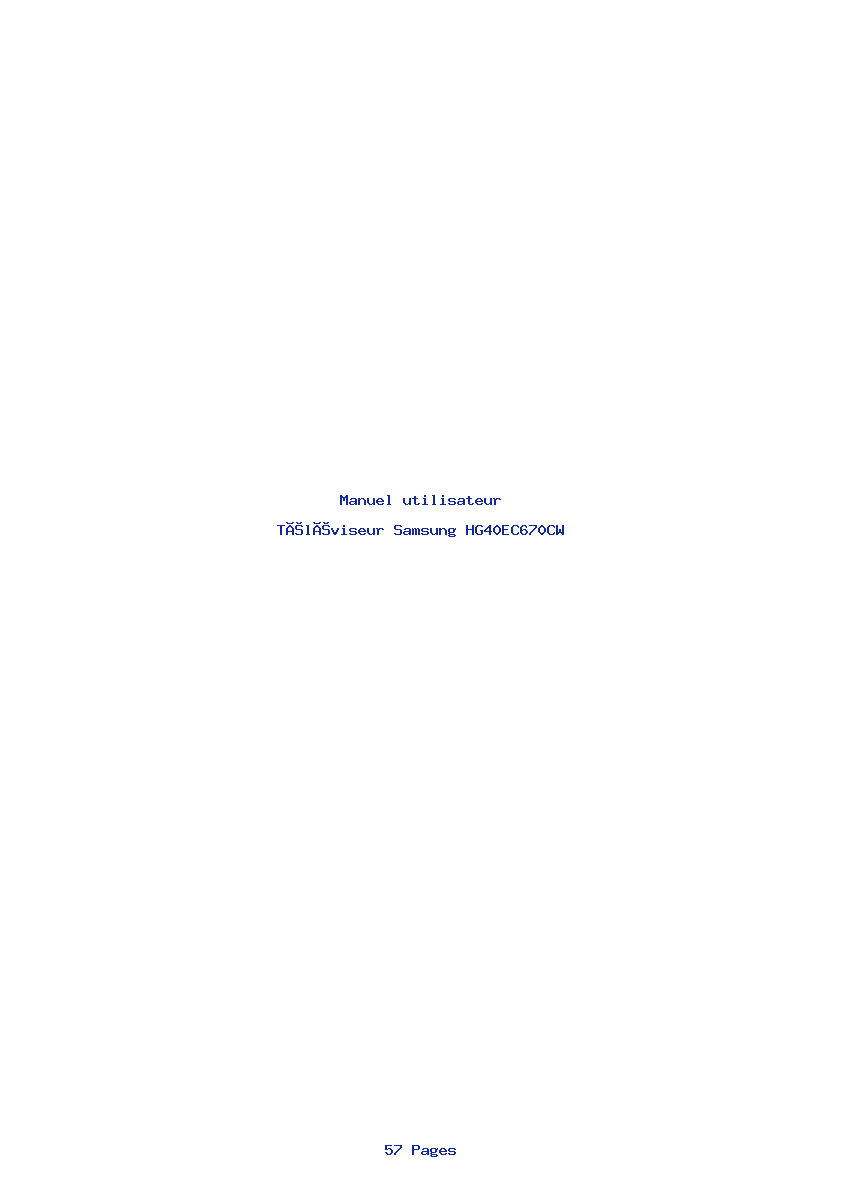 Page 1 de la notice Manuel utilisateur Samsung HG40EC670CW