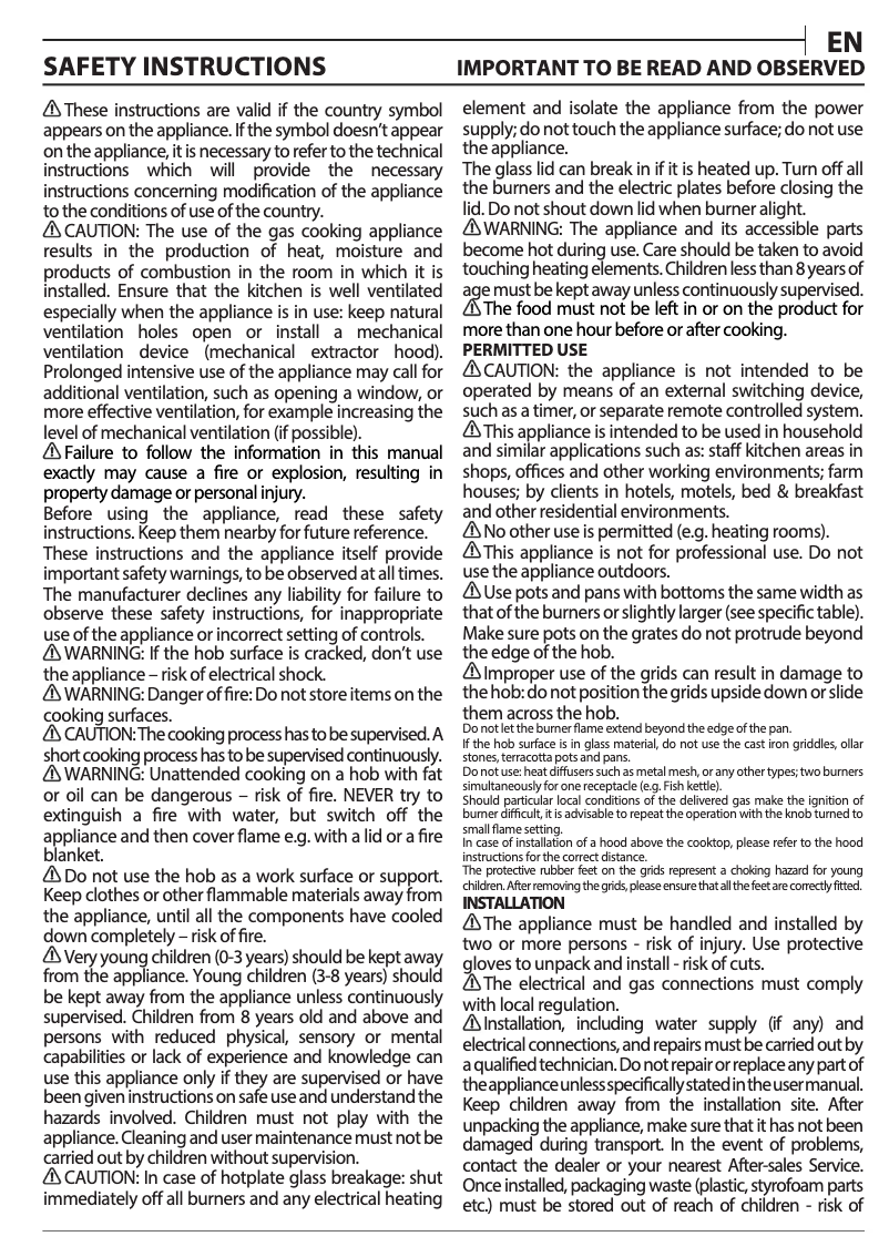 Page 1 de la notice Manuel d'utilisation et d'entretien Whirlpool GOR 625/NB1