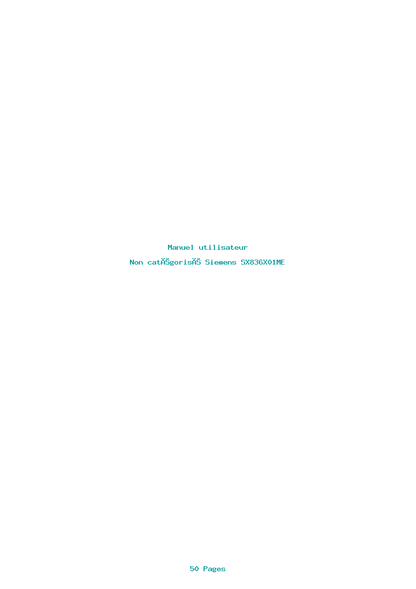 Page 1 de la notice Manuel utilisateur Siemens SX836X01ME