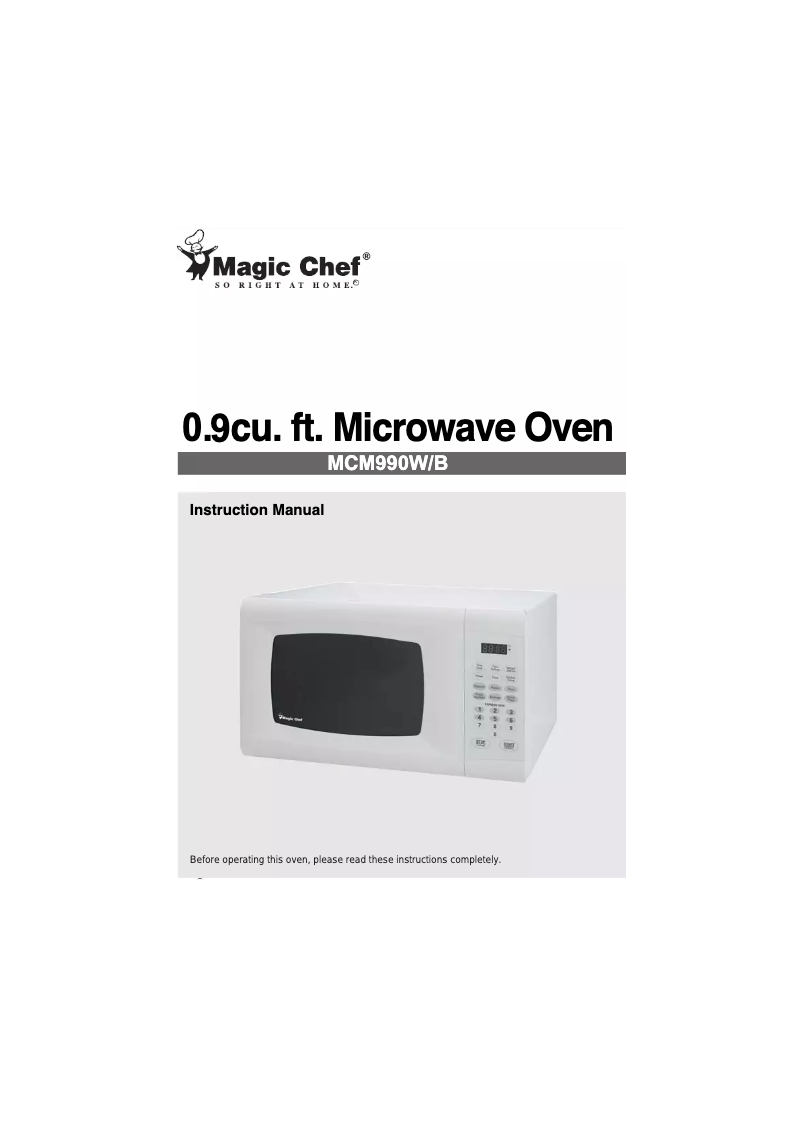 Página 1 del manual Manual de usuario Magic Chef MCM990B