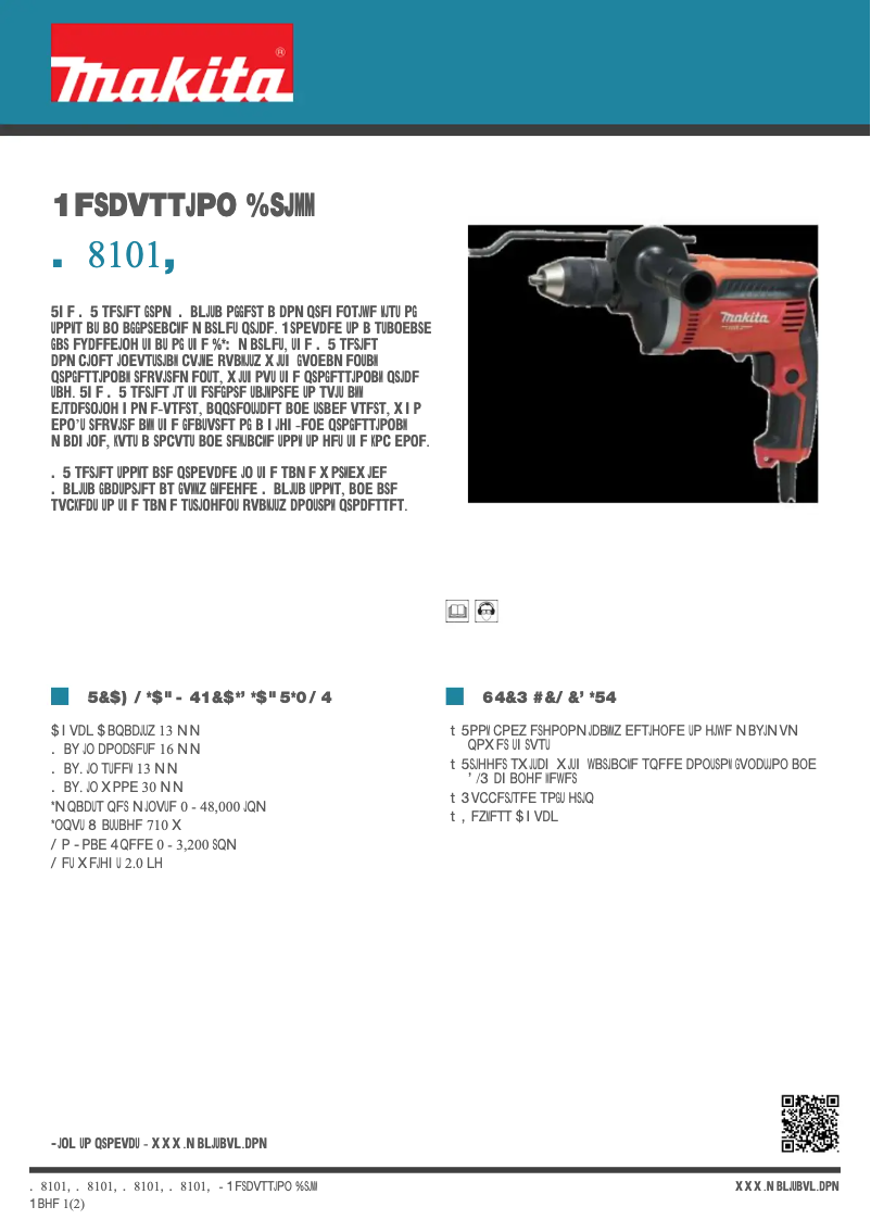 Página 1 del manual Ficha técnica Makita M8101