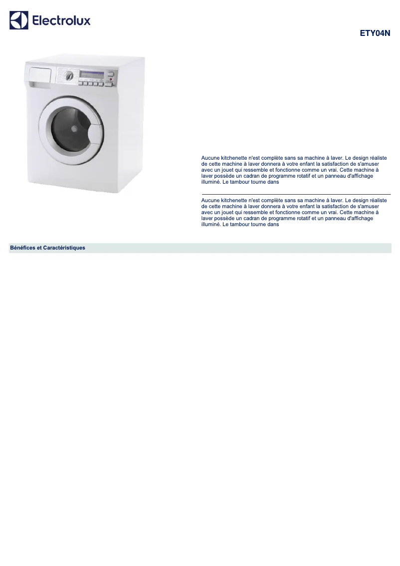 Page 1 de la notice Manuel utilisateur Electrolux ETY04N