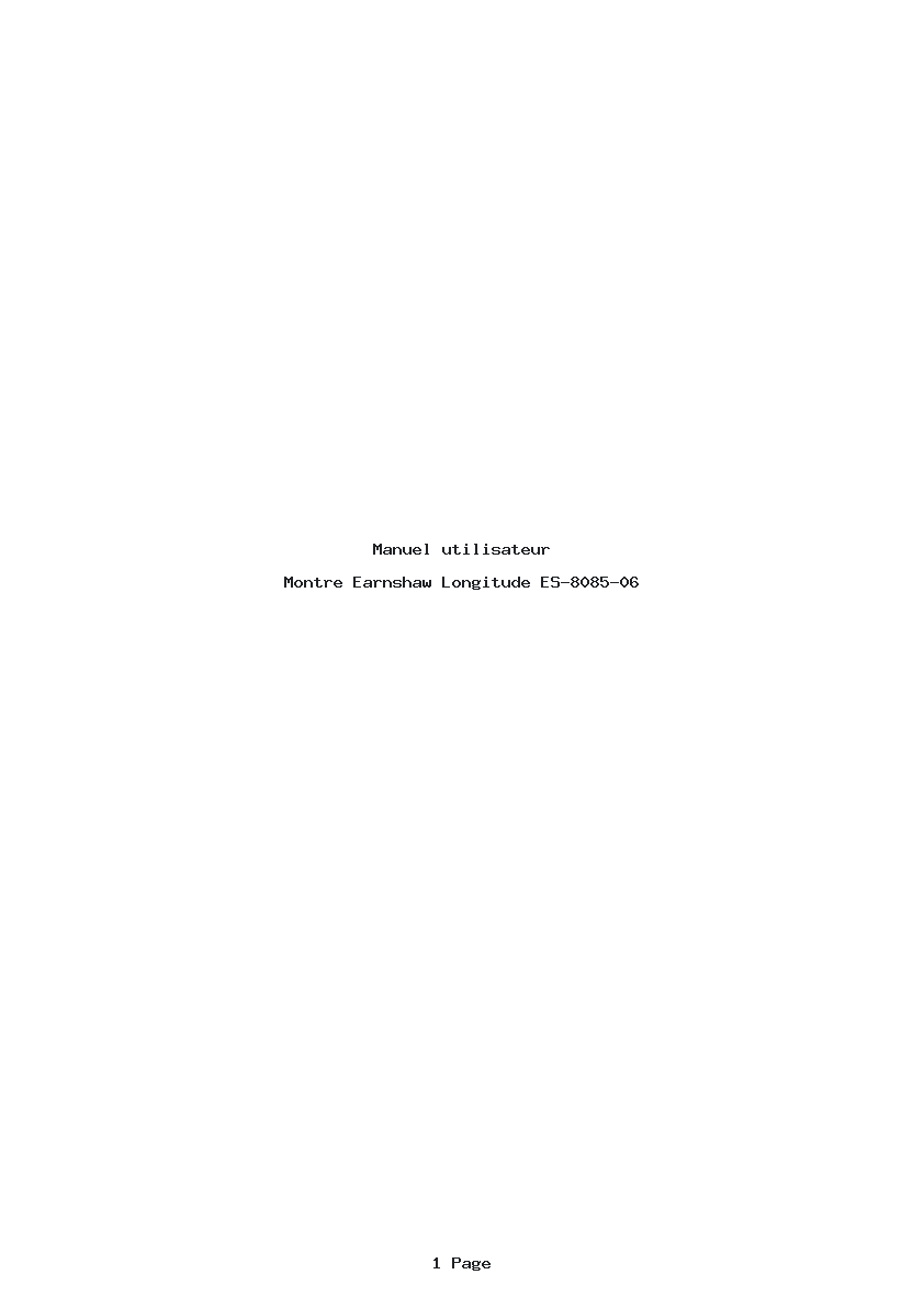 Page 1 de la notice Manuel utilisateur Earnshaw Longitude ES-8085-06