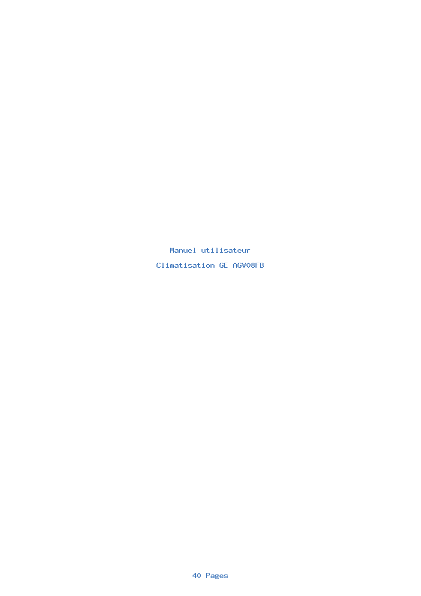Page 1 de la notice Manuel utilisateur GE AGV08FB