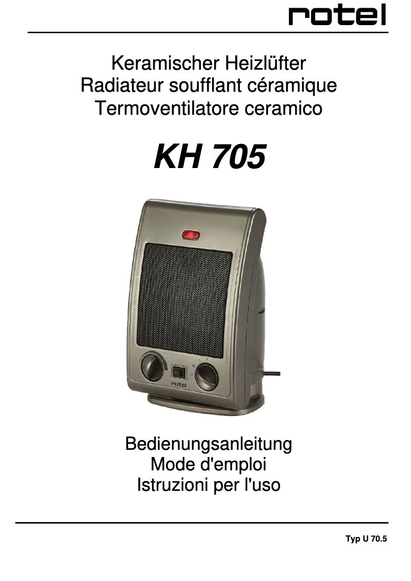 Page 1 de la notice Manuel utilisateur Rotel KH 705