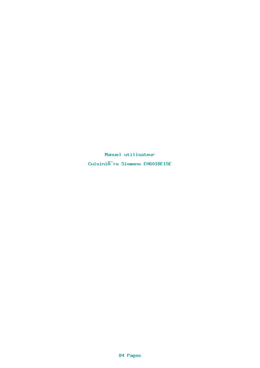 Page 1 de la notice Manuel utilisateur Siemens EH601BE15E