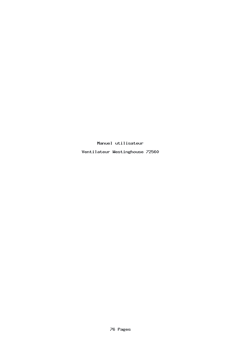 Page 1 de la notice Manuel utilisateur Westinghouse 72560