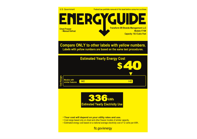 Page 1 of the manual Energy Label Kenmore 17192