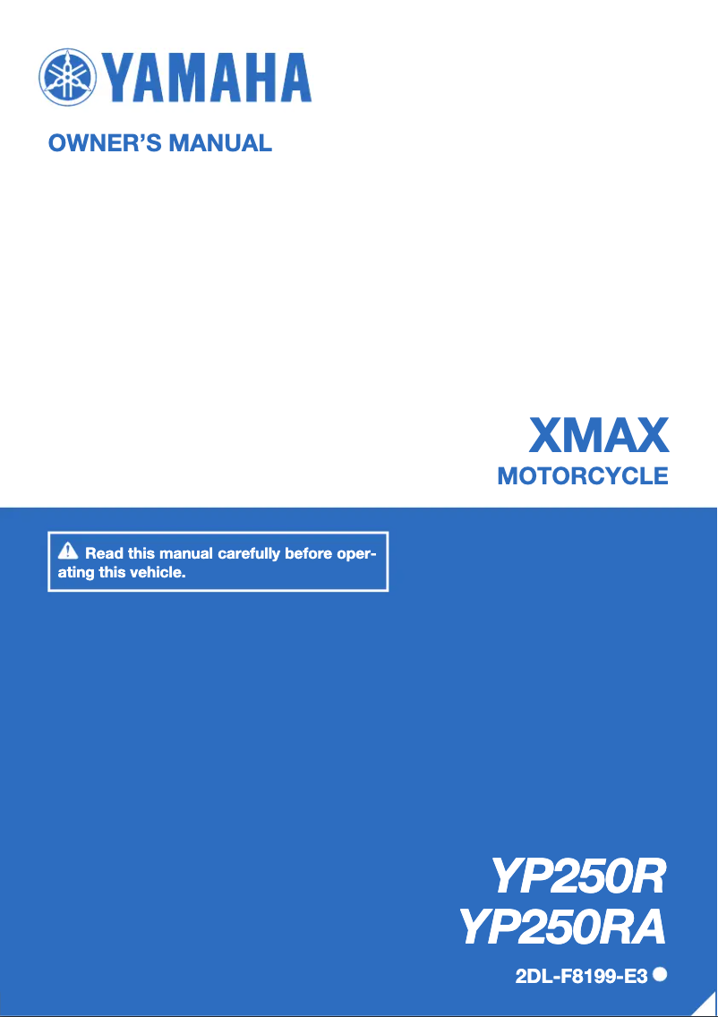 Page 1 de la notice Manuel utilisateur Yamaha XMAX 250 (2014)