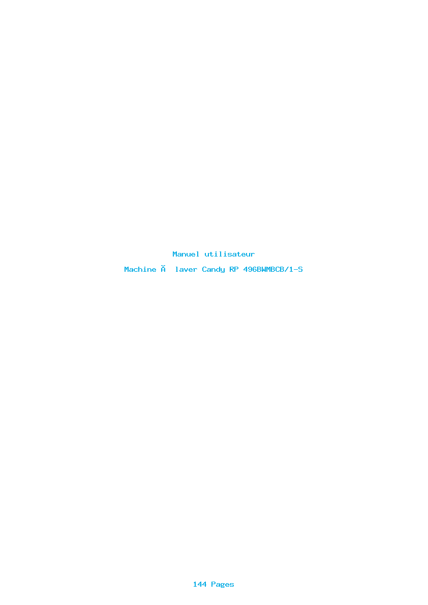 Page 1 de la notice Manuel utilisateur Candy RP 496BWMBCB/1-S