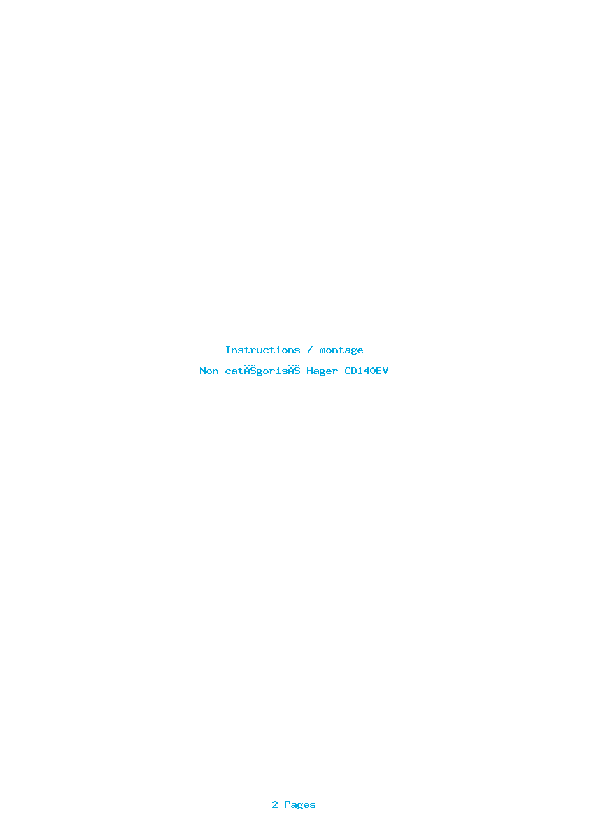Page 1 de la notice Instructions / montage Hager CD140EV