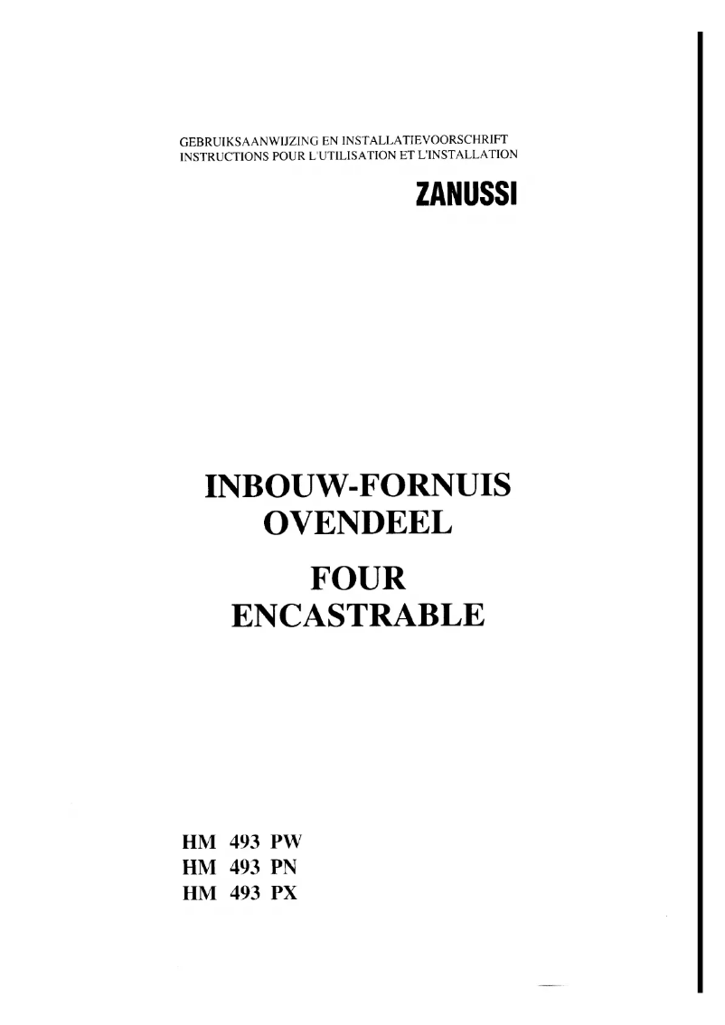 Page 1 de la notice Manuel utilisateur Zanussi HM 493 PX