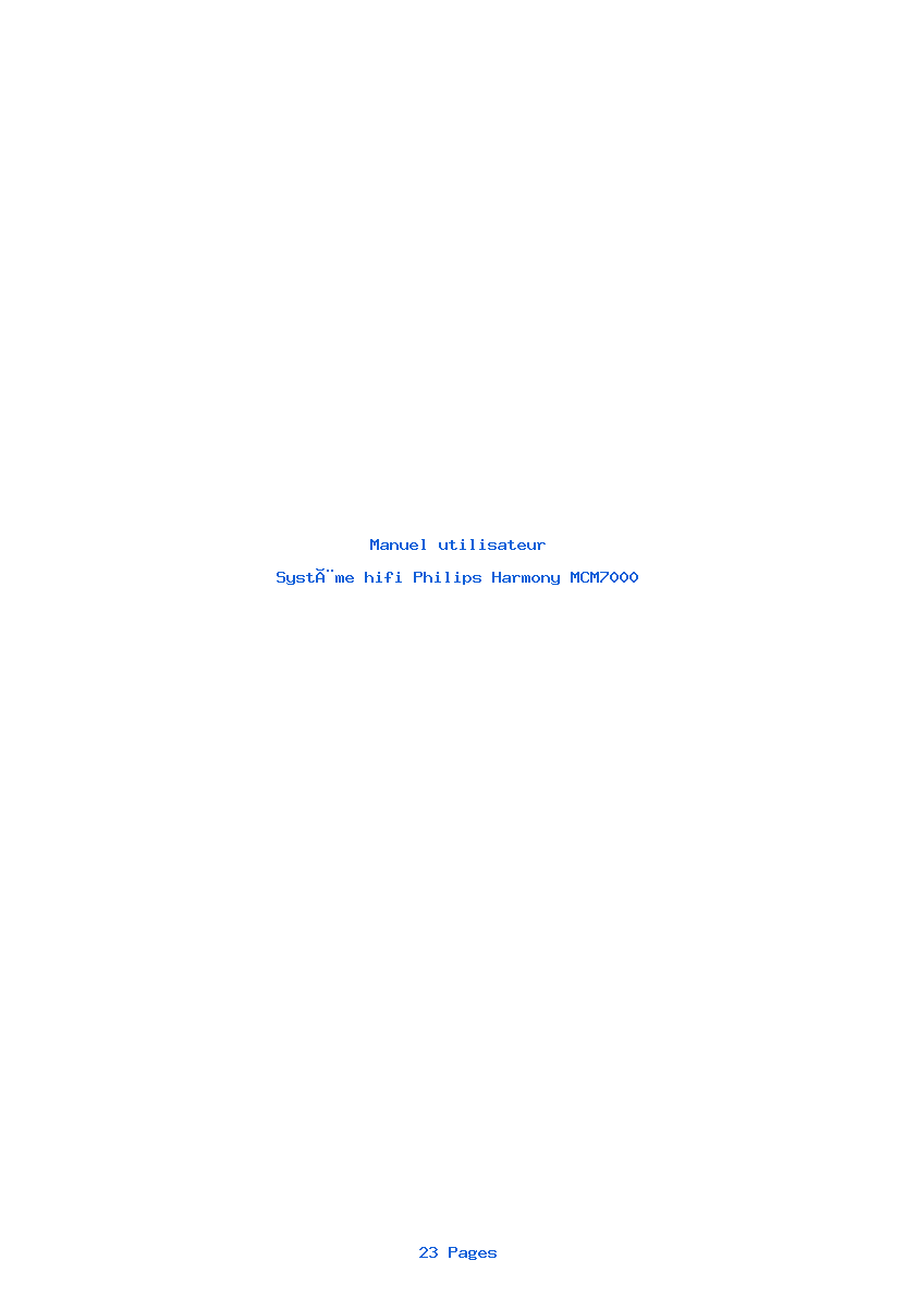 Page 1 de la notice Manuel utilisateur Philips Harmony MCM7000