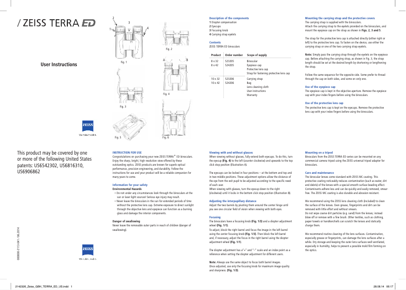 Page 1 de la notice Manuel utilisateur Zeiss Terra ED 24205-9901