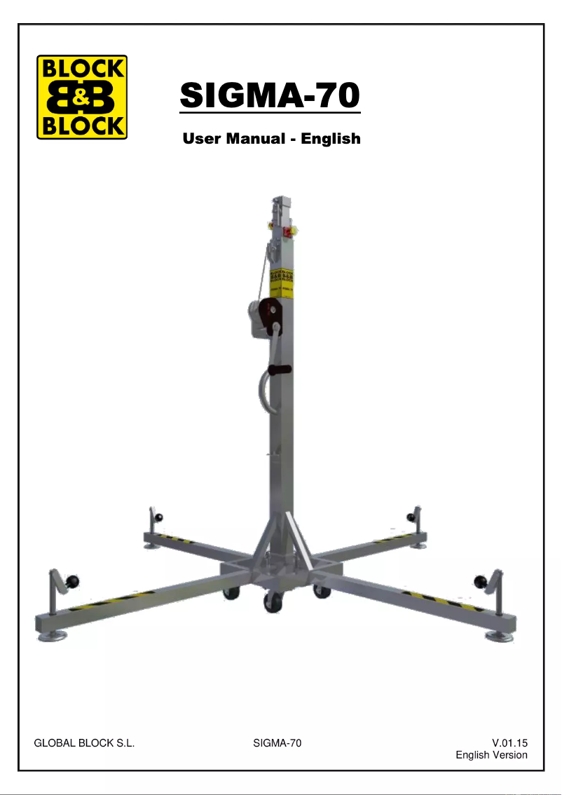 Page 1 de la notice Manuel utilisateur Block & Block SIGMA-70
