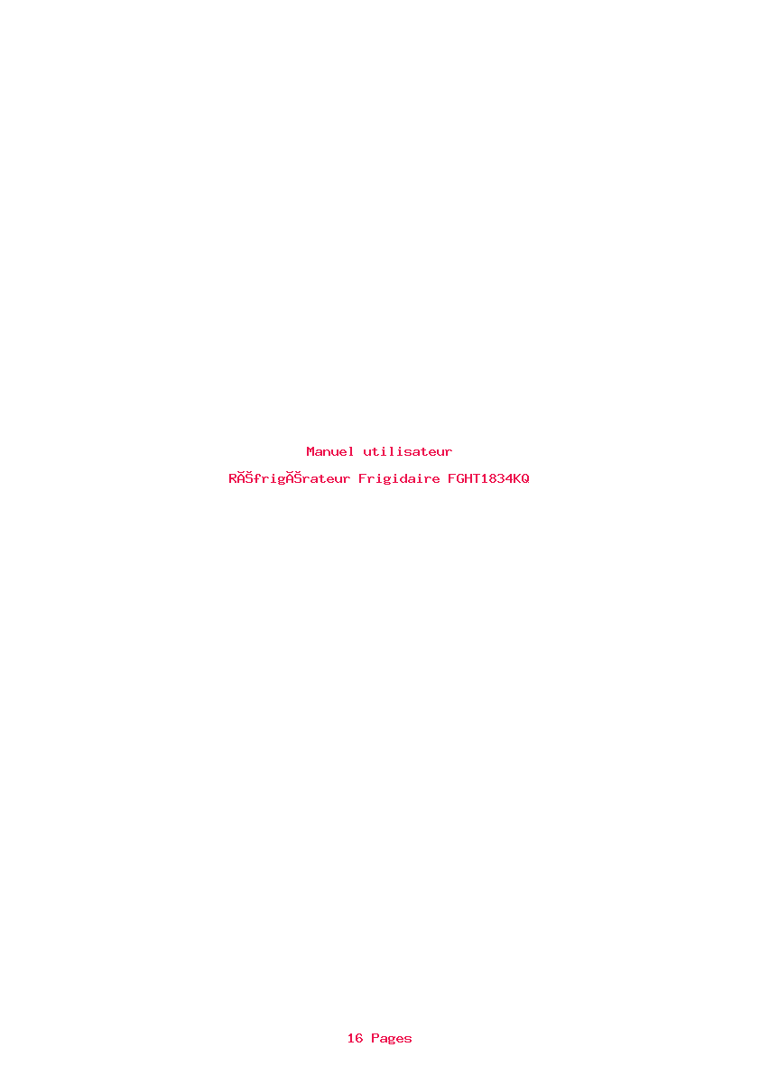 Page 1 de la notice Manuel utilisateur Frigidaire FGHT1834KQ