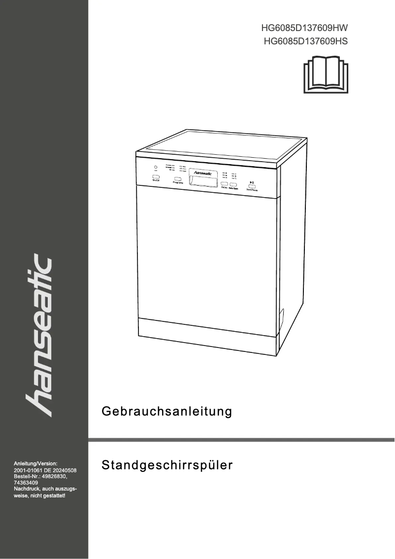 Page 1 de la notice Manuel utilisateur Hanseatic HG6085D137609HW