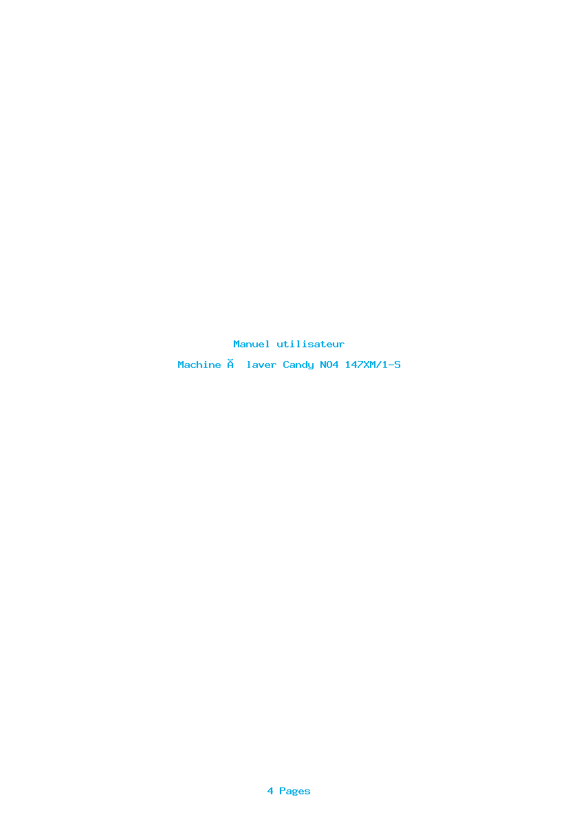 Page 1 de la notice Manuel utilisateur Candy NO4 147XM/1-S