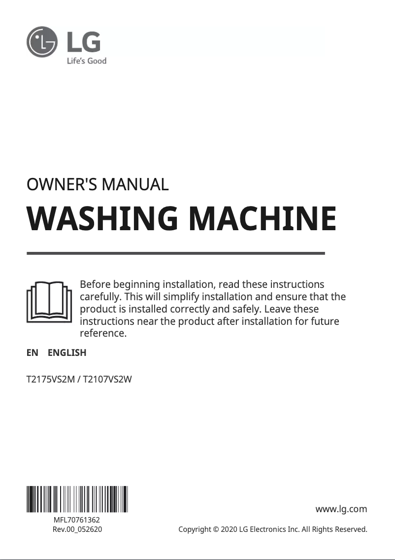 Page 1 de la notice Manuel utilisateur LG T2175VS2M