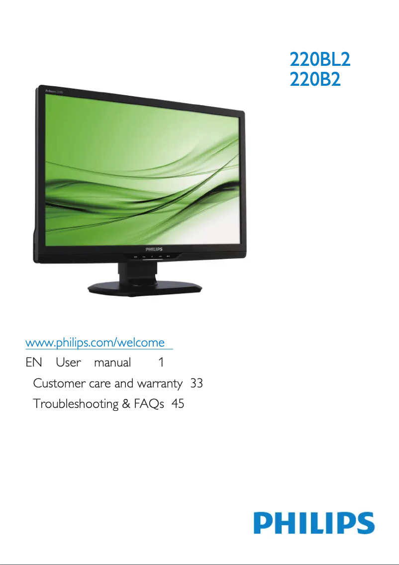 Page n°1 - Manuel utilisateur Philips Brilliance 220B2CB