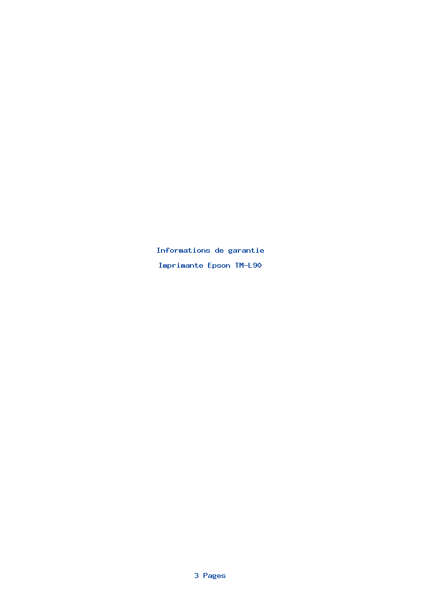 Page 1 de la notice Informations de garantie Epson TM-L90