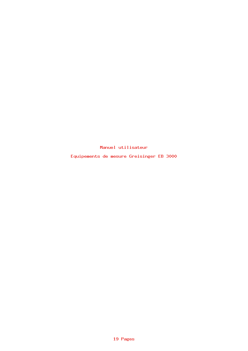 Page 1 de la notice Manuel utilisateur Greisinger EB 3000