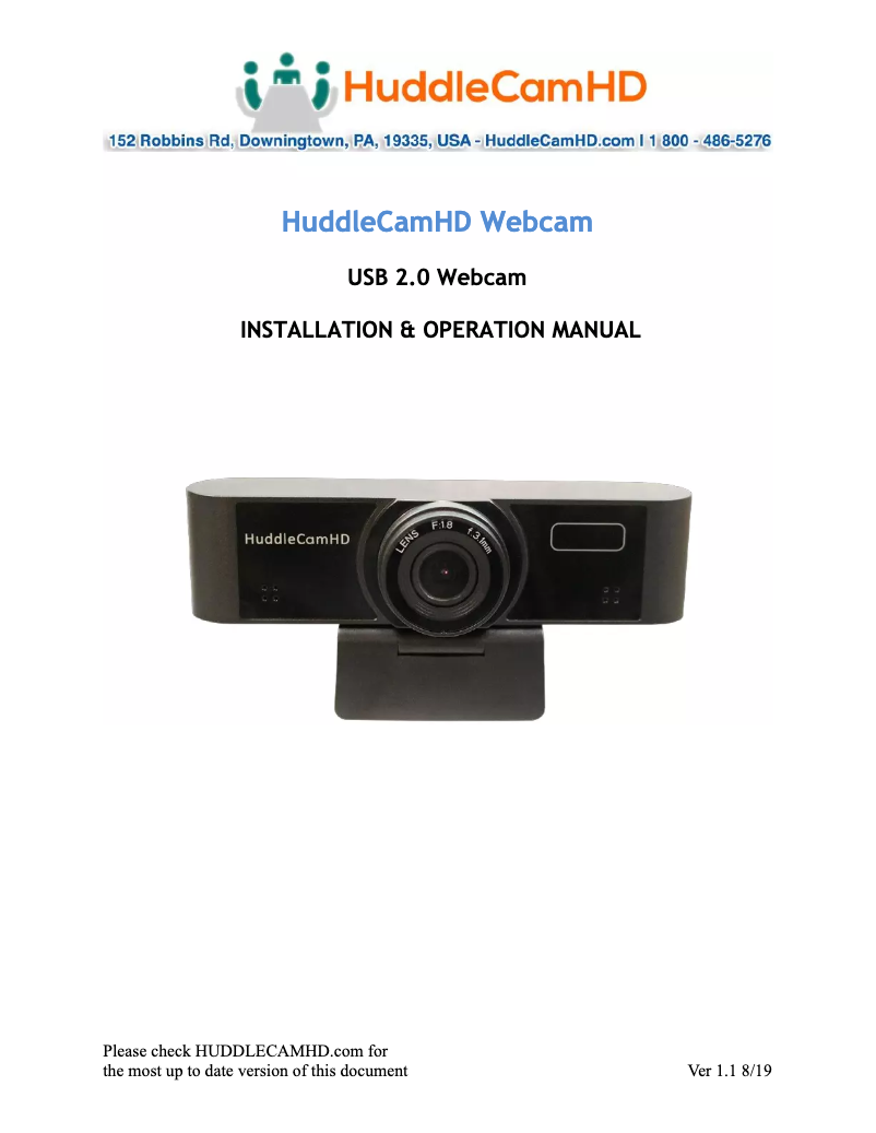 Page 1 de la notice Manuel utilisateur PTZ Optics HuddleCamHD