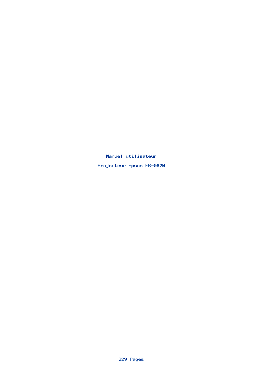 Page 1 de la notice Manuel utilisateur Epson EB-982W