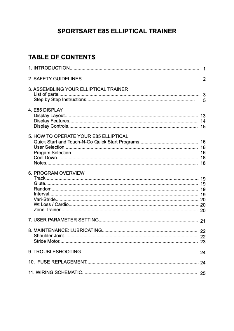 Page 1 de la notice Manuel utilisateur SportsArt E85