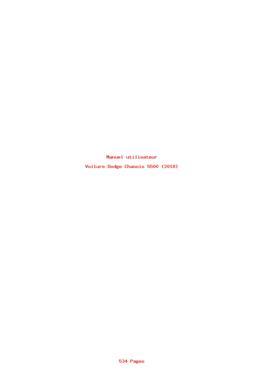 Page 1 de la notice Manuel utilisateur Dodge Chassis 5500 (2018)