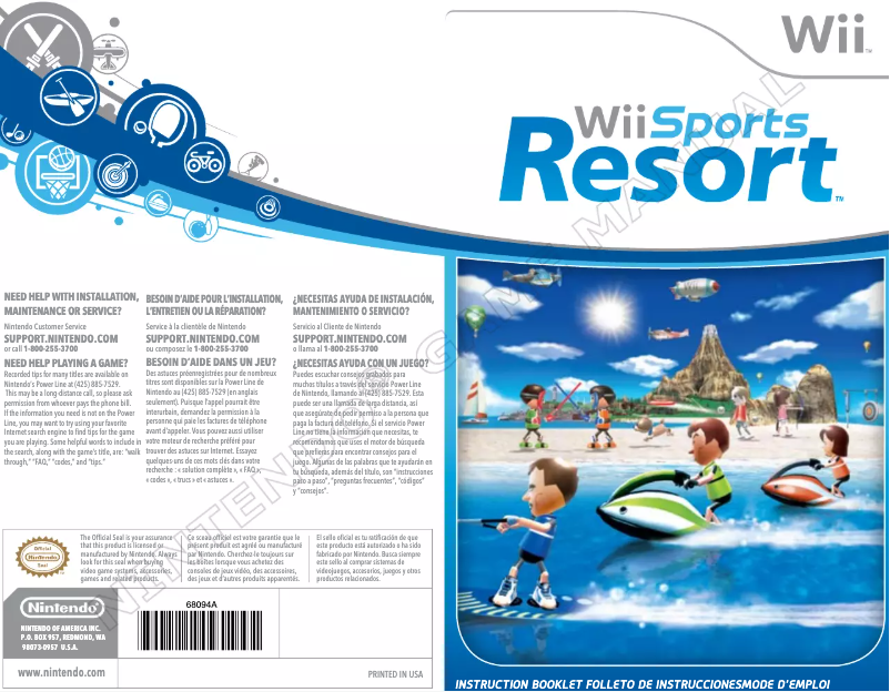 Page 1 de la notice Manuel utilisateur Nintendo Wii Sports Resort (Wii)