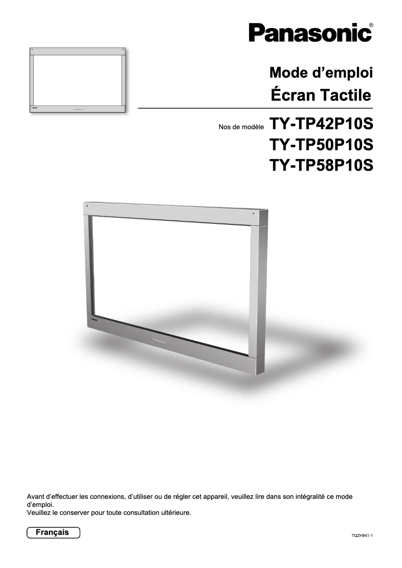 Page 1 de la notice Manuel utilisateur Panasonic TY-TP58P10S