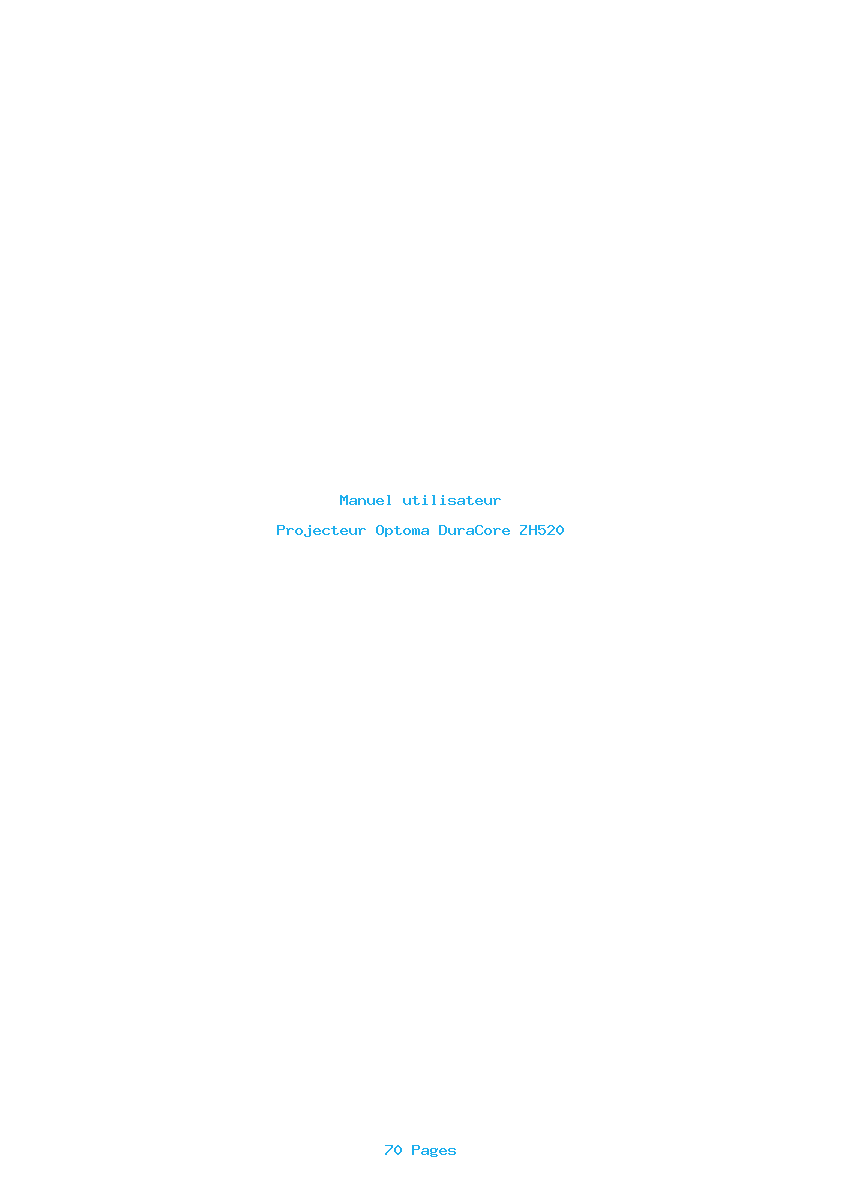 Page 1 de la notice Manuel utilisateur Optoma DuraCore ZH520