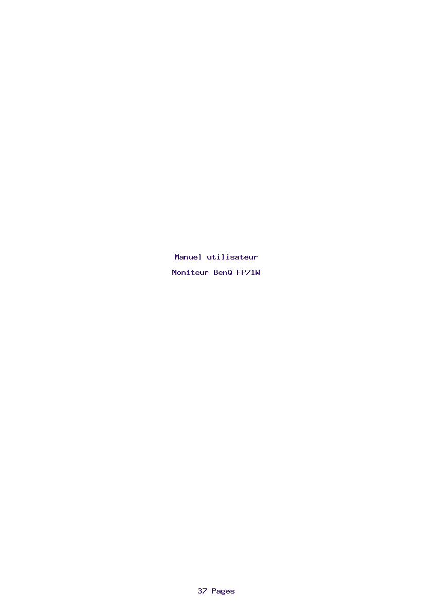 Page 1 de la notice Manuel utilisateur BenQ FP71W